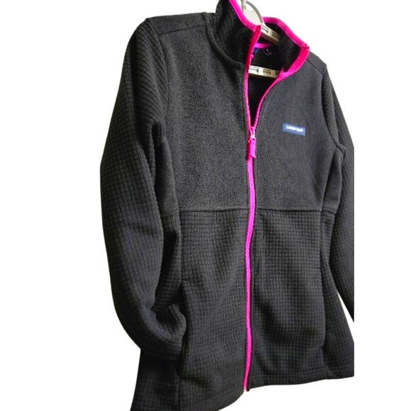 Land's End Women's Fleece Jacket Small‎ (4-6) Black with Pink Trim - Picture 2 of 8
